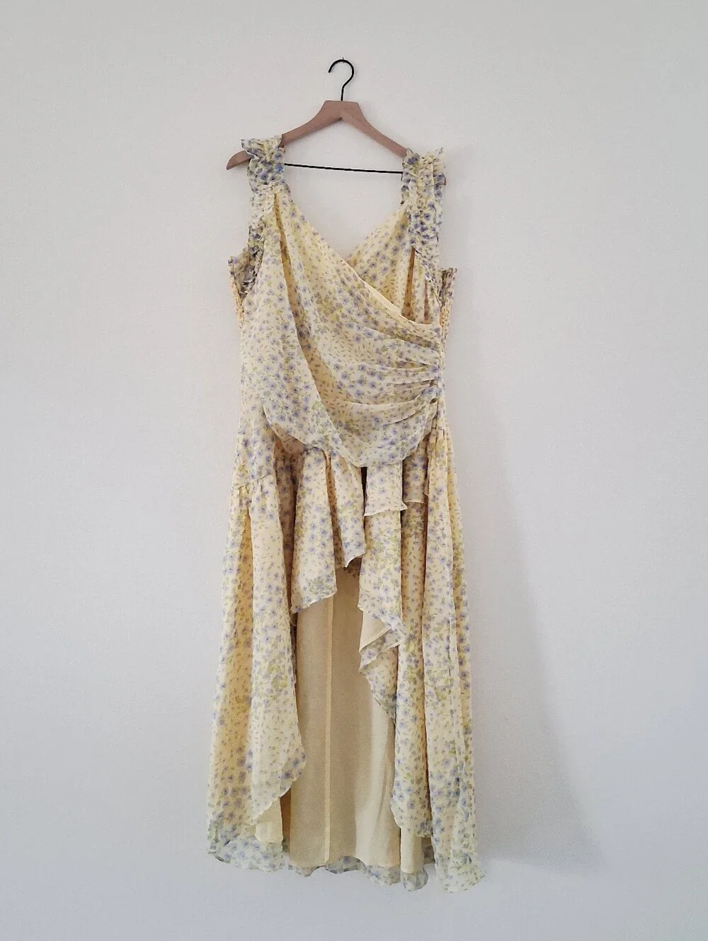 Abercrombie & Fitch Ruffle Strap High Low Chiffon Floral Maxi Dress